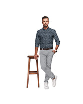 BLACK DARK GREY LIGHT GREY MIX PRINT COTTON SHIRT
